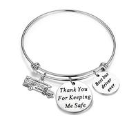 SEIRAA Drive Safe Keychain Bus Driver Keychain Thank You for Keeping Me Safe Bus Driver Appreciation Gift for Driver (Bus Driver Bracelet)