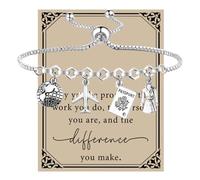 SEIRAA Flight Attendant Bracelet Air Hostess Jewelry Air Stewardess Gifts Flight Crew Charm Stewardess Bracelet, L, Stainless Steel, no gemstone