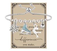 SEIRAA Ice Skating Bracelet Skate Lover Gifts Figure Skating Jewelry Ice Skater Bracelet Ice Skating Teacher Gift, L, Stainless Steel, no gemstone