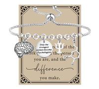 SEIRAA Psychologist Bracelet Psych Therapist Gifts Psychology Jewelry Only The Strongest Women Become Psychologist Charm, L, Stainless Steel, no gemstone