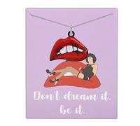 SEIRAA Rocky Horror Show Gift Red Lips Necklace Don’t Dream It Be It Horror Tv Show Movie Jewelry, Copper, No Gemstone