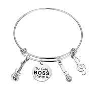 SEIRAA Singer Inspired Bracelet Singer Lyric Fans Gifts The Only Boss I Listen To Singer Jewelry For Women, L, Stainless Steel, no gemstone