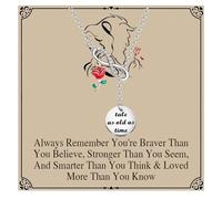 SEIRAA Tale as Old as Time Jewelry Rose Flower Pendant Necklace Fairytale Princess Gifts, One Size, Copper, No Gemstone