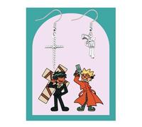 SEIRAA Vash And Wolfwood Earrings Vashwood Gifts Cross Punisher & Gunslinger Jewelry Anime Movie Earrings, 1, No Gemstone