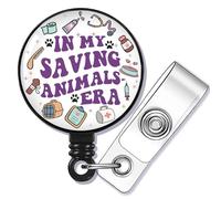 SEIRAA Veterinarian Badge Reel Veterinary Receptionist Gifts Vet Tech Badge Holder Veterinarian Gifts (Animals Era br)