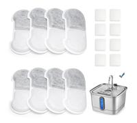 SEIRMEP Official 8 Packs Cat Water Fountain Replacement Filters & Pre-Filter Sponges for 101oz/3L Stainless Steel Cat Water Fountain