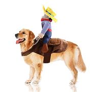 SEIS Halloween Pet Riding Costume,Cowboy Dog Clothes,Funny Cat Apparel, XXL