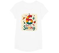 SEIS y Sunny Mexico Birthday Gift 6 Year Old Celebration T-Shirt, Girls, White, Small