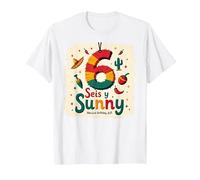 SEIS y Sunny Mexico Birthday Gift 6 Year Old Celebration T-Shirt, Men, White, 3XL
