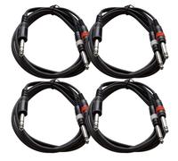 Seismic Audio 4 Pack Insert Cable TRS 1/4-2 TS 1/4 Inches 6-Foot Patch Adapter