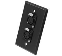 Seismic Audio SA-PLATE3 Black Stainless Steel Wall Plate with Dual XLR Female Connectors