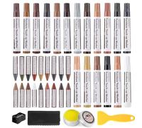 SEISSO 18 color repair pen +18 color small crayon + wood wax oil set Wood Furniture & Floor Repair Kit Repair Markers and Wax Sticks, Polish Wax Repair kit for Restoring Scratches, Stains, Cracks