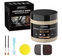 SEISSO Leather Stain Cream Restoration Kit With Brush, Squeegee, Sponge, Polishing Gloves - Color Restorer for Sofas, Jackets, Bags, Car and Bike Seats (Beige, 200g)