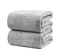 SEISSO Pack of 2 Bath Towel, Premium Bamboo Fibre Bath Sheets 90 x 160cm Super Soft Highly Absorbent and Quick Dry Bath Sheet, Use for Hotel, Spa, Bathroom, Sports Towels, Yoga Towel (Gray)