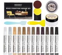 SEISSO Wood Furniture Repair Kit, 12-Colour Restoration Pen, with Wood Putty Wood Wax Oil to Repair Scratch, Cracks, Hole, Wooden Door, Floor, Table, Cabinet