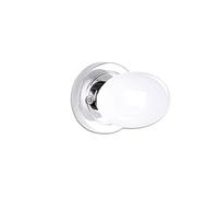 SEIWEI 1 Pcs Door Knob, Egg-Shaped Round Classic Door Knob Ceramic Door Knob Cupboard Cabinet Drawer Door Knob (White+Sliver)
