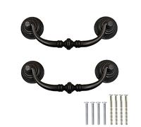 SEIWEI 140mm Drawer Pulls Handle Swing Rings Vintage Antique Cupboard Cabinet Knobs Universal Copper Brass Handles for Kitchen Batchroom Bedroom Wardrobe, Iron Black, Pack of 2