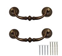 SEIWEI 140mm Drawer Pulls Handle Swing Rings Vintage Antique Cupboard Cabinet Knobs Universal Copper Brass Handles for Kitchen Batchroom Bedroom Wardrobe, Barss, Pack of 2