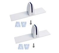 SEIWEI 2 Pack T Shaped Desk Partition Clamp, Aluminum Alloy Sneeze Guard Clamp Bracket Support with Freestanding Base for 2-25mm Partition (White)