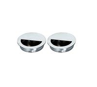 SEIWEI 2 Packs Stainless Steel Recessed Door Pull Handles 6.5 cm Circular Half Moon Pulls with Hidden Screws Flush Finger Sliding Cabinet Handle for Wardrobe, Drawer, Closet