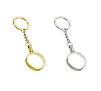 SEIWEI 2 Pcs Coin Bezel Keychain, Round Key Ring Coin Holder Keychain for 30mm Diameter Coins Photos (Gold+Silver)