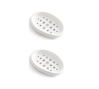 SEIWEI 2PCS Soap Dish, White Soap Holder Silicone Soap Case Drain Clothes Brush Soap Dish for Bathroom Kitchen Counter Top Travelling