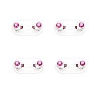 SEIWEI 4PCS Magnetic Eyeglass Holders ID Badge Holder Eyewear Hook Attaches Stainless Steel Mini Sunglass Racks with Crystals and Pearls 12 Colors(Pink)