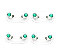 SEIWEI 4PCS Magnetic Eyeglass Holders ID Badge Holder Eyewear Hook Attaches Stainless Steel Mini Sunglass Racks with Crystals and Pearls 12 Colors(Green 2)