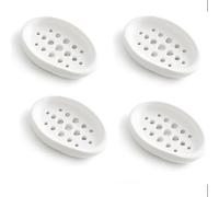 SEIWEI 4PCS Soap Dish, White Soap Holder Silicone Soap Case Drain Clothes Brush Soap Dish for Bathroom Kitchen Counter Top Travelling