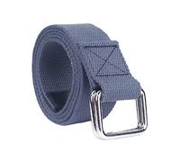 SEIWEI Braided Canvas Belt, 110CM Double Ring Buckle Elastic Belt, Adjustable Webbing Belt for Men & Women - Dark Gray
