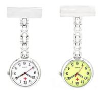 SEIWEI Fob Watches for Nurses, 2 Pack Retractable Nurse Watch, Clip-On Hanging Nurse Fob Watch Hanging Pocket Fob Watches for Men Women, Daily Waterproof Quartz Nurse Doctor Nurses Paramedic
