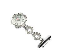 SEIWEI Nurse Fob Watch Nurse Doctor Brooch Fob Flower-Shaped Watch, Lapel Pin for Clip-on Portable Hanging Pocket Watch for Men Women(Silver)