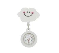 SEIWEI Nurse Portable Watch Clip on Lapel Watch Nurse Hanging Quartz Lapel Watch Brooch Pocket Fob Watch for Nurse, Cloud