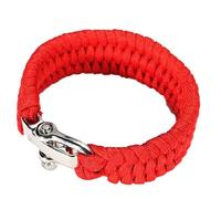 SEIWEI Paracord Survival Bracelet, Parachute Rope Woven Outdoor Bracelet with Adjustable Stainless Steel Buckle for Camping, Boating and Hiking (Red)