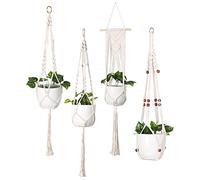 SEIWEI Plant Hangers, 4PCS Macrame Plant Hanger, Macrame 105cm Wall Hanging Planter Ceiling Plants For Indoor Flower Patio Deck Ceiling Plant Holder (A-D)