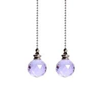 SEIWEI Purple, 30mm Ceiling Fan Pull Chain Extender Set, 2 Pcs Metal Decorative Pull Chains, for Ceiling Lights, Bathroom Light Pull Cord with Teardrop Frosted Glass Ball