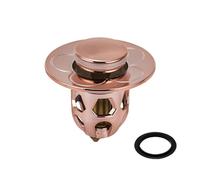 SEIWEI Rose Gold Sink Plug with Bounce Core Push Type Drain Stopper with Basket Hair Catcher Pop up Basin Strainer for Bathroom, Kitchen(Short)