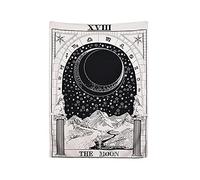 SEIWEI Tarot Divination Wall Tapestry, 70 x 100 cm The Moon Tapestry Wall Hanging Europe Divination Mysterious Tapestry Indoor Decorations Blanket Festival Gift with Non-marking Nails Metal clips