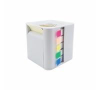 SEIWEI Versatile 5-in-1 Desk Organizer with Sticky Note Holder, Roll Notes & Index Flags Compact ABS Cube Box for Office School Home & DIY Projects(White)