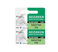 Seizaiken 319 SR527SW 1.55V 0% Hg Silver Oxide Watch Battery (2 Batteries) Made in Japan by Seiko