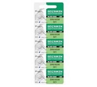 Seizaiken 321 SR616SW 1.55V 0% Hg Silver Oxide Watch Battery (5 Batteries) Made in Japan by Seiko