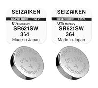SEIZAIKEN 364 SR621SW Watch Batteries 1.55 V Silver Oxide 0% Mercury 100% Made in Japan Pack of 2
