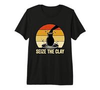 Seize The Clay Pottery Wheel Ceramic Studio Humor Premium T-Shirt