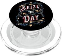 Seize the Day Motivational Quote Vintage Typography Design PopSockets PopGrip for MagSafe