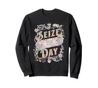 Seize the Day Motivational Quote Vintage Typography Design Sweatshirt