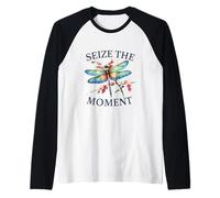 Seize The Moment Dragonfly Watercolor Nature Inspiration Raglan Baseball Tee