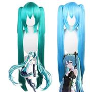 SEIZIS anime character wig cos wig blue tiger mouth clip double ponytail long straight hair Sky Blue Cosplay Anime Wig Coser