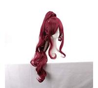 SEIZIS Anime Cosplay Wig Princess Megara Wig Cosplay Costume Meg Long Red Wine Synthetic Hair Wigs for Adult Cosplay Anime Wig Coser