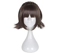 SEIZIS Anime Persona 5 Makoto Niijima Short Brown Wig with Braid Cosplay Costume Heat Resistant Synthetic Hair Women Cosplay Wigs Cosplay Anime Wig Coser