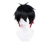 SEIZIS Anime Wig Nanbaka Cosplay Jyugo Wig,Black Mixed Red Short Wig,Costume Halloween Wig,For Halloween,Costume Party,Anime Show,Cosplay Event,Concerts Cosplay Anime Wig Coser